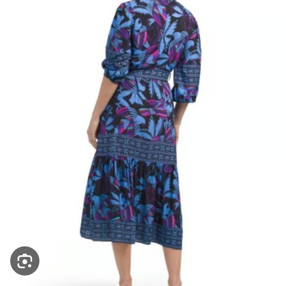 CELINA MOON Blue and Purple Long Sleeve Dress